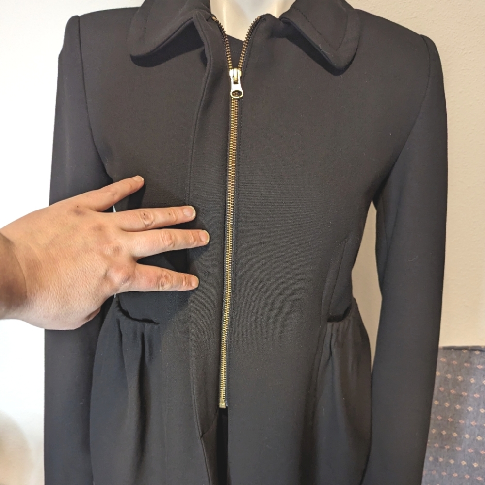 Zara Basic Black Jacket With Ruffled Pockets Wome… - image 3